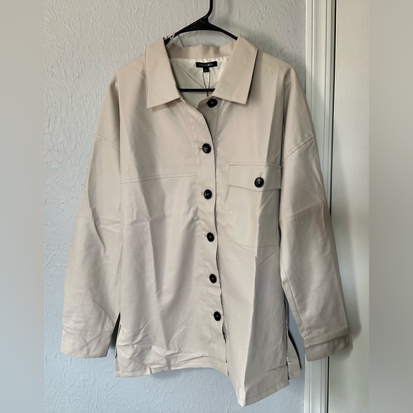 NWT Faux Leather Tan Shacket - Picture 2 of 3